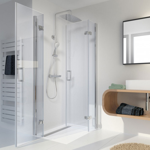 HSK Premium Softcube Dusche mit Eckeinstieg - 2 Pendeltüren und 2 Festelemente
