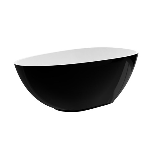 Treos Oval-Badewanne freistehend, schwarz/weiß glänzend